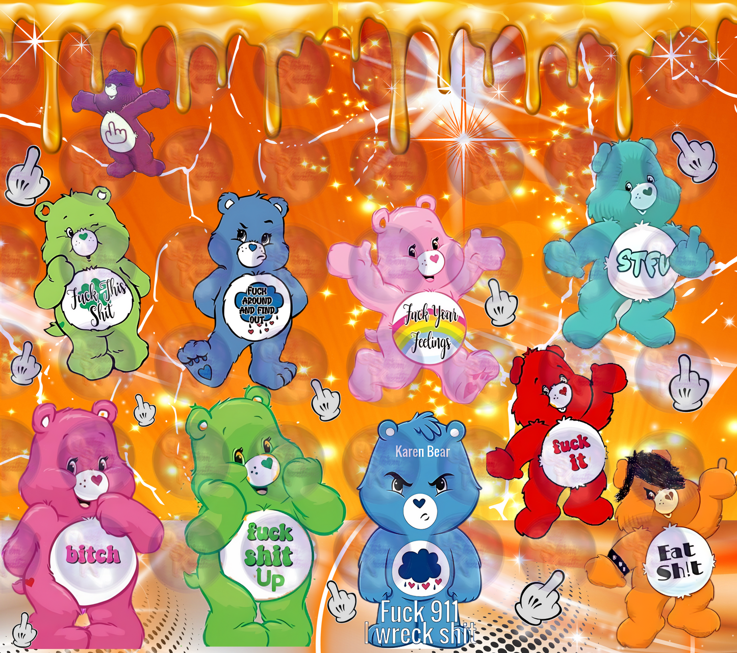Don't F* Care Care Bears Digital PNG Design