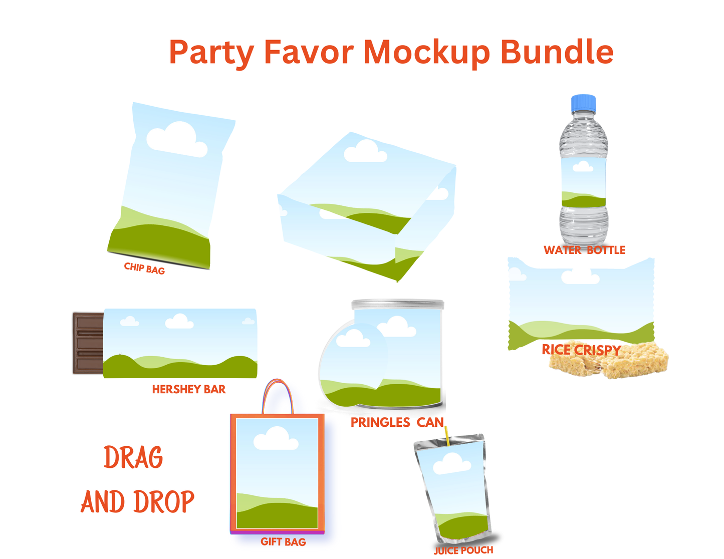 Editable Party Favor Templates and Mockup (Canva)