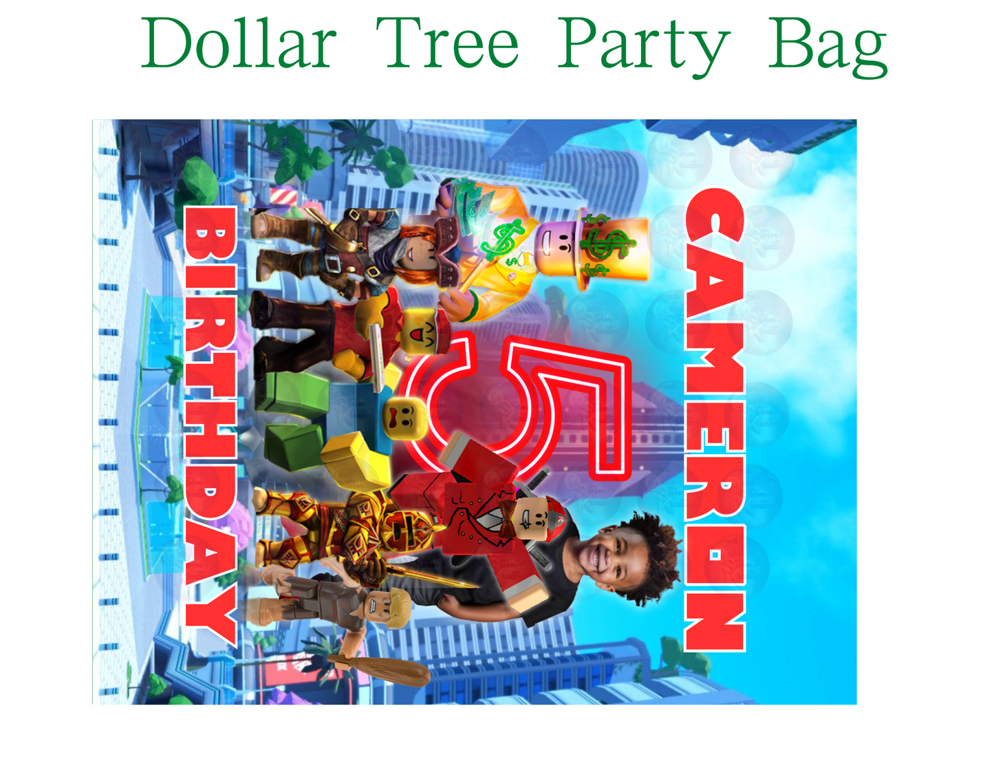 Roblox Editable Party Favor Design Template and Mockup (Canva)