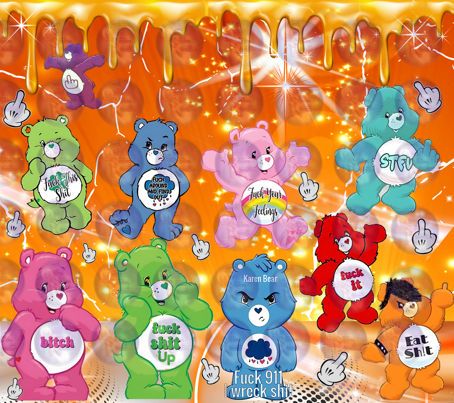 Don't F* Care  Care Bears Digital PNG Design