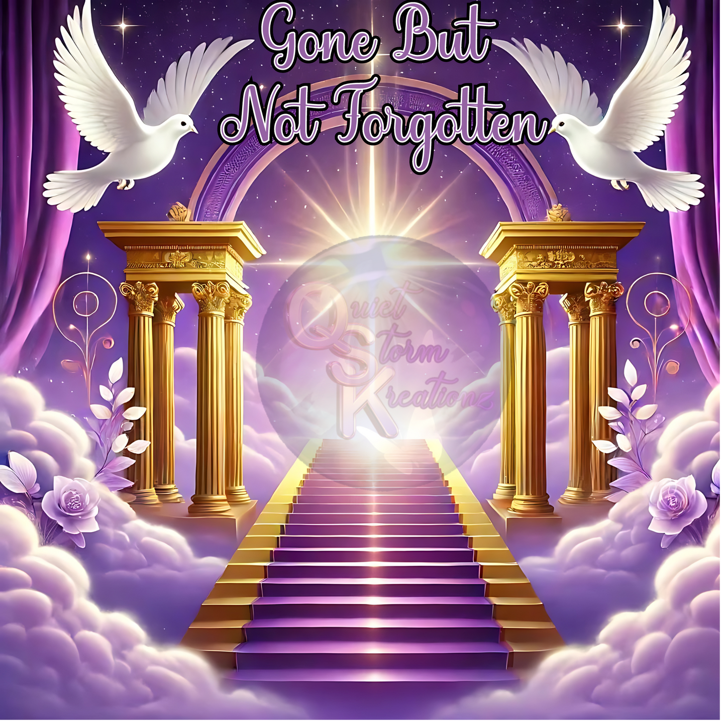 Gone But Not Forgotten Purple Memorial PNG background design